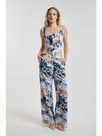 σετ floral με crop top & παντελόνα wide leg σε προσφορά