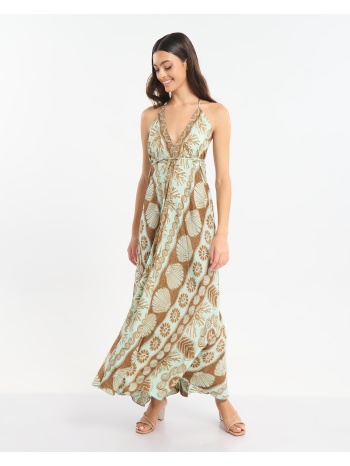 φόρεμα ble maxi δετό ethnic print & ανοιχτή πλάτη σε προσφορά