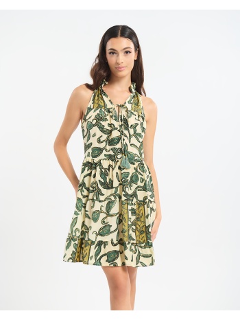 φόρεμα ble mini με tropical print & βολάν σε προσφορά