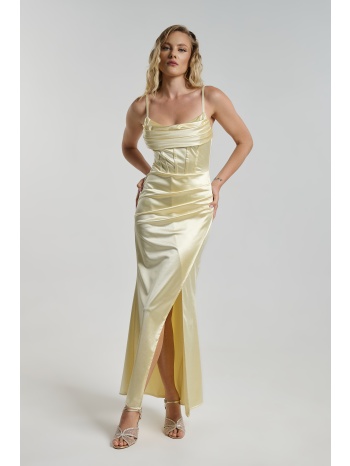 φόρεμα maxi satin με cups & σκίσιμο σε προσφορά