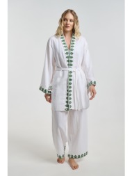 σετ ble kimono & παντελόνα με κέντημα
