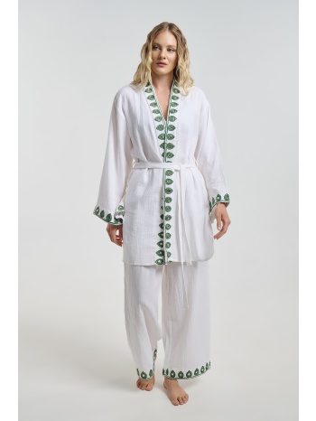σετ ble kimono & παντελόνα με κέντημα σε προσφορά
