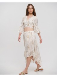 φούστα ble maxi με χρυσό paisley print