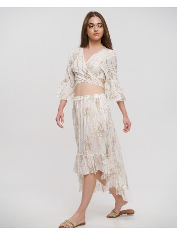 φούστα ble maxi με χρυσό paisley print σε προσφορά