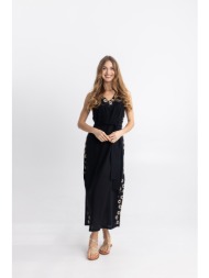 φόρεμα open maxi με κέντημα & ζώνη