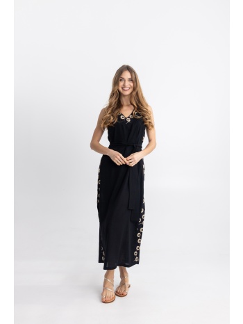 φόρεμα open maxi με κέντημα & ζώνη