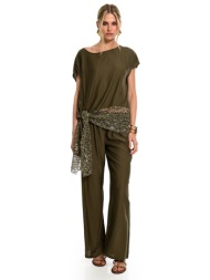 παντελόνα wecoss wide leg με satin υφή