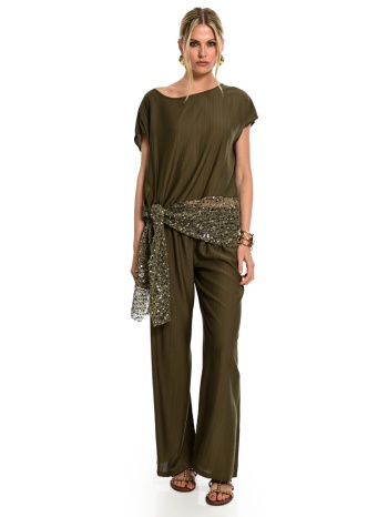 παντελόνα wecoss wide leg με satin υφή