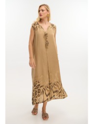 φόρεμα maxi με animal print λεπτομέρειες