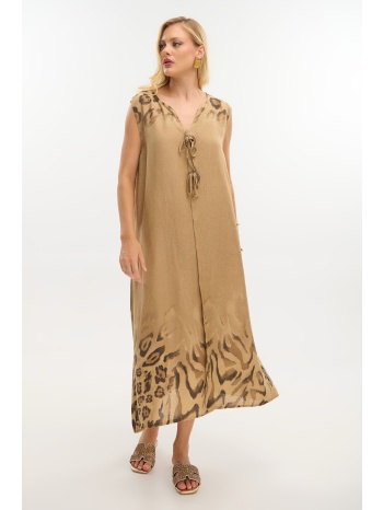 φόρεμα maxi με animal print λεπτομέρειες σε προσφορά