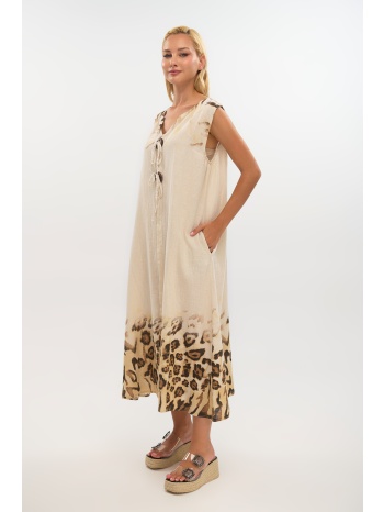 φόρεμα maxi με animal print λεπτομέρειες σε προσφορά