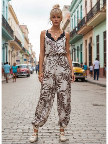 μπλούζα dejavu tropical print με δαντέλα σε προσφορά
