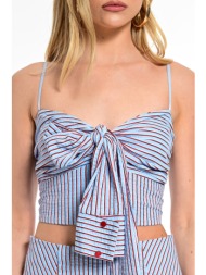 crop top wecoss ριγέ με δέσιμο μπροστά
