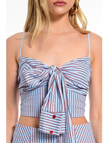 crop top wecoss ριγέ με δέσιμο μπροστά σε προσφορά