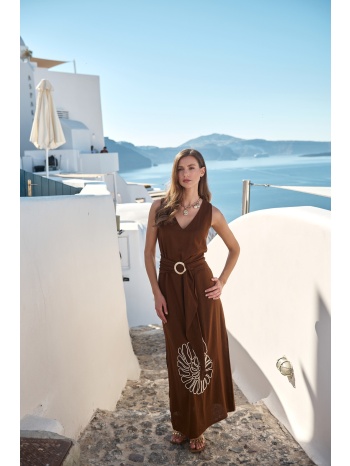 φόρεμα dejavu maxi με κέντημα & ζώνη σε προσφορά