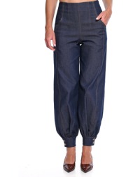 wecoss ψηλόμεσο denim παντελόνι balloon με κουμπιά