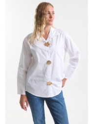 πουκάμισο βαμβακερό oversized με καρφίτσες