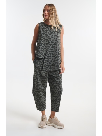 σετ animal print με ασύμμετρη μπλούζα & παντελόνι