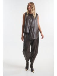 σετ δερματίνη oversized μπλούζα & παντελόνι