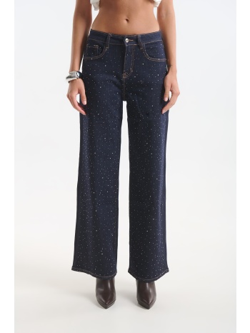 τζιν παντελόνι wide leg με στρας σε προσφορά