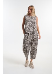 σετ animal print με ασύμμετρη μπλούζα & παντελόνι