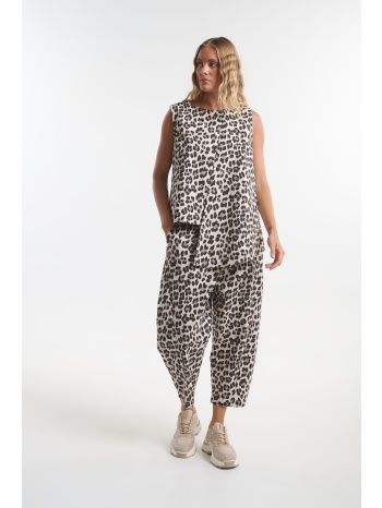 σετ animal print με ασύμμετρη μπλούζα & παντελόνι