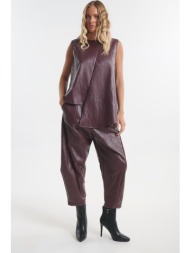 σετ δερματίνη oversized μπλούζα & παντελόνι