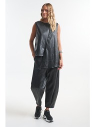 σετ δερματίνη oversized μπλούζα & παντελόνι