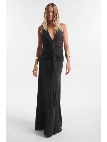 γυναικείο maxi εξώπλατο φόρεμα halter με κόμπο