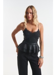 τοπ δερμάτινο bustier με ...
