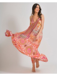 φόρεμα maxi με ροζ λαχούρια ble resort collection