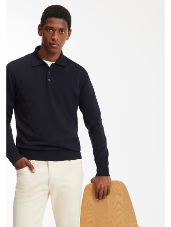 πουλόβερ με λαιμό τύπου polo από μαλλί μερινό