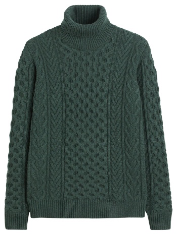 πλεκτό με λαιμό ζιβάγκο και κοτσίδες