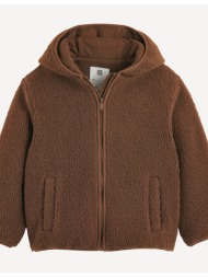 ζακέτα sherpa με κουκούλα