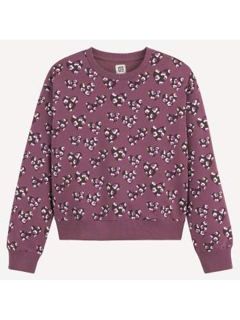 φούτερ από φανέλα με στρογγυλή λαιμόκοψη και μοτίβο καρδιές