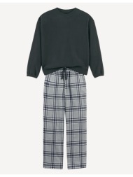 πυτζάμα με φούτερ και καρό παντελόνι