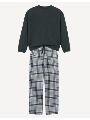 πυτζάμα με φούτερ και καρό παντελόνι