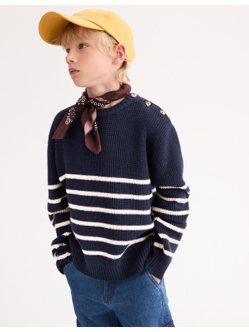 πουλόβερ με στρογγυλό λαιμό και ρίγες