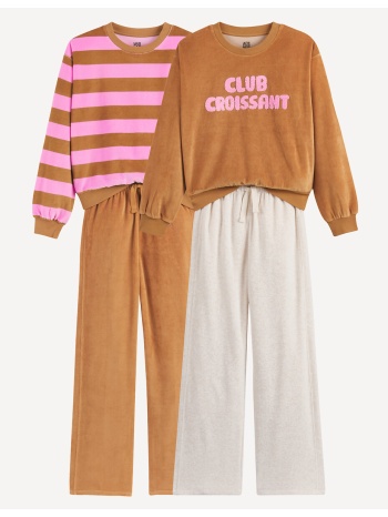 σετ 2 βελούδινες πιτζάμες croissant