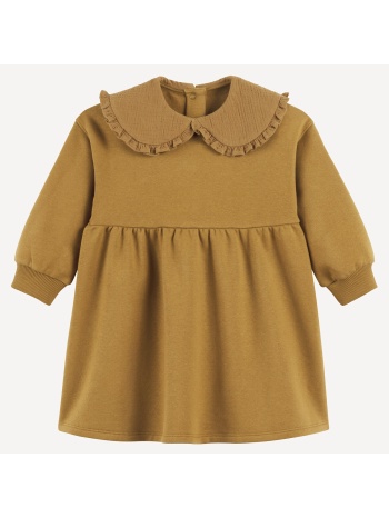 φόρεμα φούτερ με γιακά από βαμβακερή γάζα