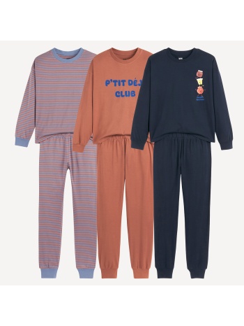 σετ 3 πιτζάμες από βαμβακερό τζέρσεϊ