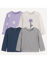 σετ 4 t-shirt με στρογγυλό λαιμό και μακριά μανίκια