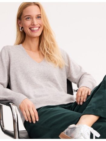 πουλόβερ από κασμίρι με v-λαίμο και λεπτή πλέξη