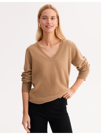 πουλόβερ από κασμίρι με v-λαίμο και λεπτή πλέξη