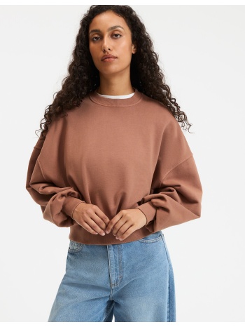 φαρδύ κοντό φούτερ με στρογγυλή λαιμόκοψη