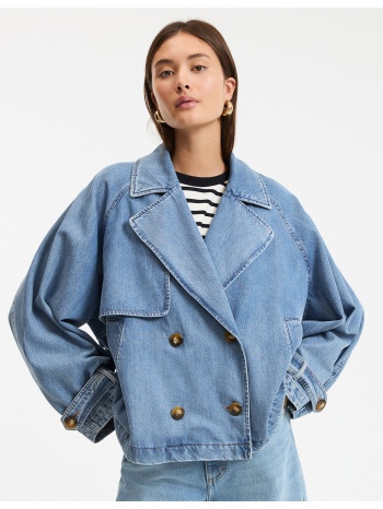 κοντή denim καμπαρντίνα