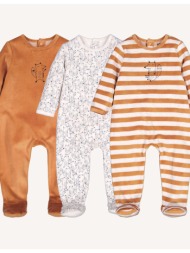 σετ 3 βρεφικά φορμάκια από βελούδο με σχέδιο αλεπού