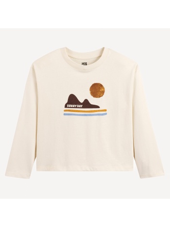t-shirt μακρυμάνικο με εκτυπωμένο σχέδιο και παγιέτες