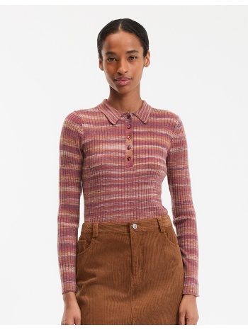 κουμπωτό πουλόβερ με πόλο γιακά σε λεπτή rib πλέξη σε προσφορά