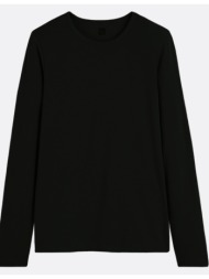 ριχτό μπλουζάκι με στρογγυλή λαιμόκοψη και μακριά μανίκια